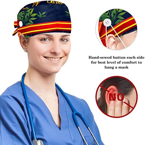 Banco de trabalho de fundo de natal com botões Capinho de chapéu BOUFFANT Ajustável com cabelos com cabelos de arco