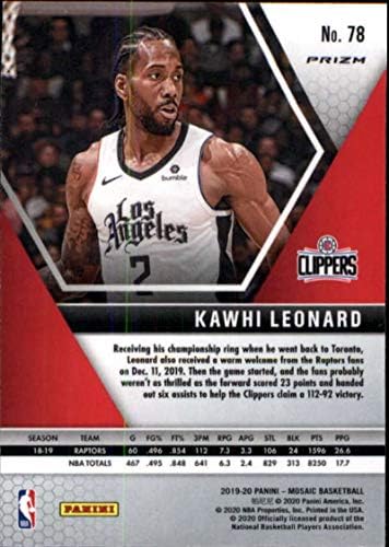 2019-20 Panini Mosaic Green 78 Kawhi Leonard Los Angeles Clippers NBA Basketball Trading Card