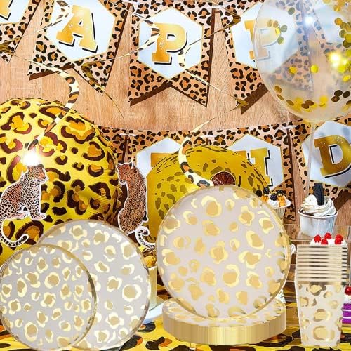 Disrub para estampas de leopardo Party Supplies-Leopard Print Party Tabelware Loupsh, incluindo pratos de festas de estampa de