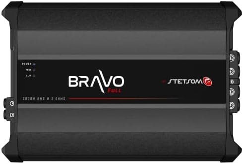 Stetom Bravo Full 5000 2 ohms Mono Car Amplifier, 5000,1 Watts RMS, 2Ω de áudio de carro estável, qualidade do som HD, crossover
