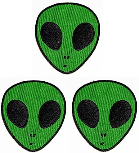 Kleenplus 3pcs. Cabeça Alien Green Patch bordado Ferro de crachá em costura no emblema para jaquetas calças calças Backpacks
