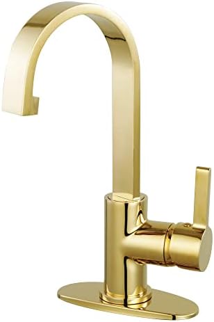 Kingston Brass LS8212CTL Continental Torneira de banheiro de mão única com push pop-up, latão polido