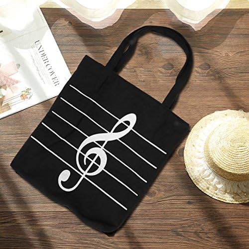 Music Notes Bandbag Canvas Bag Bag reutilizável bolsa de compras de ombro para mulheres Presente de meninas