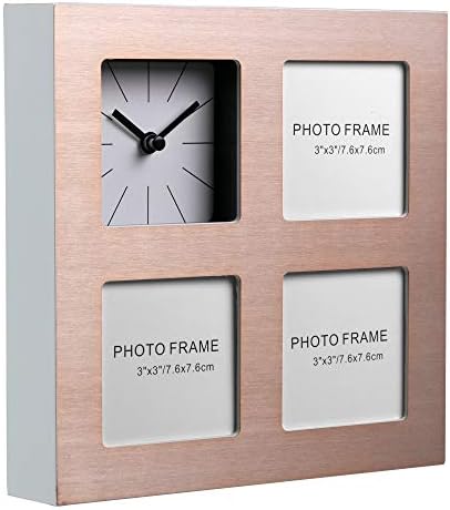 Kiera Grace Praga Collage Picture Frame com relógio, 7,8 polegadas, cobre