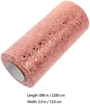 VICASKY 1 Rollith Glitter Tulle Rolls Starll Start Star Tulle Shool Ribbon Decorative Galze Fabric Ribbons para presente Diy Wapping Craft Festy Wedding Rose Gold