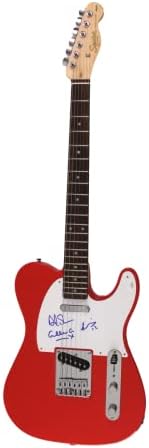 A banda de nova ordem assinou o autógrafo Red Fender Telecaster Guitar Guitar com James Spence JSA Autenticação - Assinada