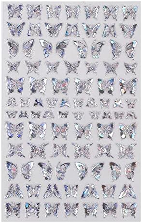 Adesivo de manicure de borboleta adesivo 3d adesivo de unhas polidas Design de borboleta de borboleta cobertura completa unhas
