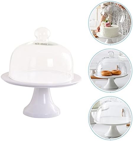 Titular do bolo dooL Stand cerâmica com tampa de cúpula Multi-funcional prato e bandeja de exibição de cupcakes