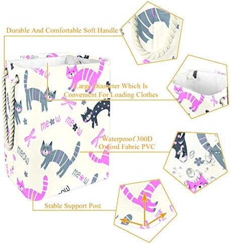 Tizorax gatos fofos oxford pano dobring cesto cesto cesta de poeira lavander lavagem de brinquedo de roupas de armazenamento