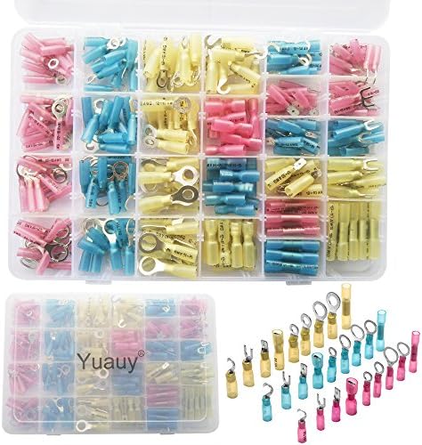 Yuauy 270 PCs Kit de conector de fio de encolhimento de calor térmico Terminais elétricos conectores de crimpatores de sortimento automotivo