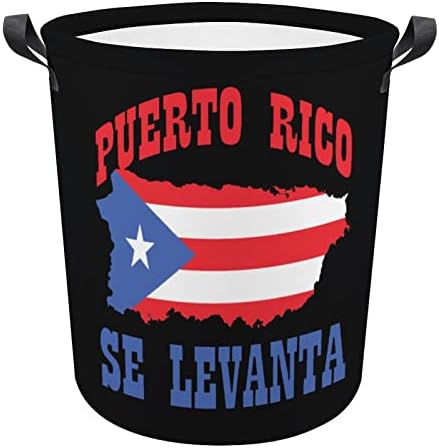 Puerto Rico Se Levanta5 Cesta de lavanderia Couca dobrável Roupa alta Curtir com alças Bolsa de armazenamento