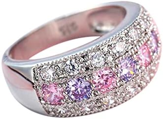 Pacotes de anel de casamento de noivado de noivado de prata de diamante de diamante