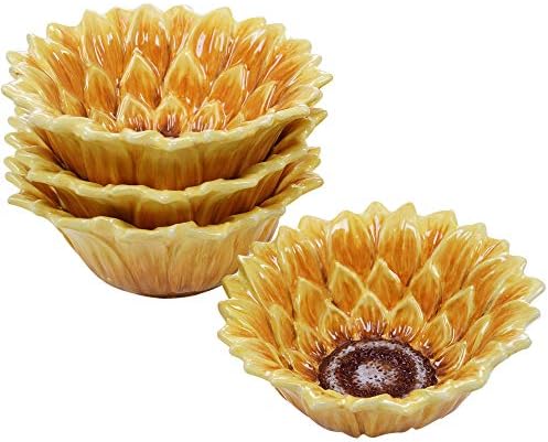 Certified International Sunset Sunflower 6.5 3D Sorvete de sorvete, conjunto de 4, tamanho único, multicolorido