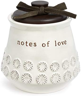 Demdaco Notas de amor branco 4,5 x 4,5 polegadas Jar de grés