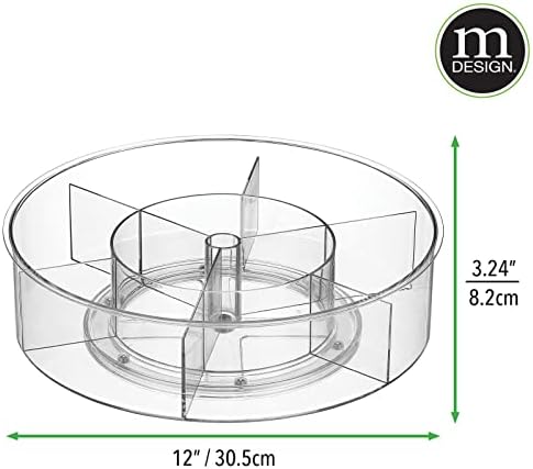 Mdesign Lazy Susan Spinner de plástico dividido Susan Susan para despensa de cozinha, geladeira, armário ou contra -organização, organizador