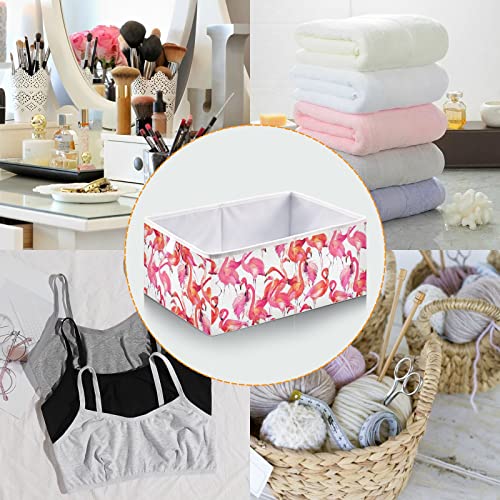 Cubos de armazenamento dobráveis ​​de cubos dobráveis ​​de cubos de armazenamento de cubos de pássaros flamingo para caixas de organizador de cubos para brinquedos closet infantil garotas de garotas livros de roupas - 15.75x10.63x6.96 em