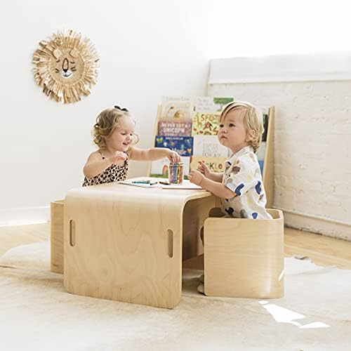 ECR4KIDS Bentwood Multifurposes Fuils e conjunto de cadeira, móveis infantis, natural, 3 peças