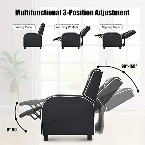 Globalway Gaming Reclinner, cadeira de cinema com backrest e apoio de pés ajustáveis, travesseiro lombar de massagem,
