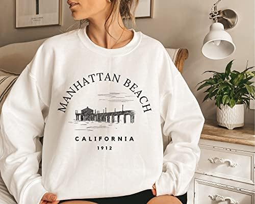 Retro Manhattan Beach California Sweatshirt, Summer Beach Férias Fetae Trip Gift Tee