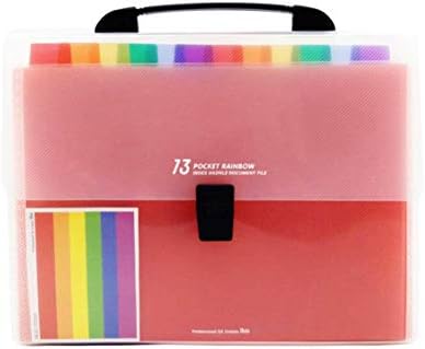 Expandindo arquivos pasta 13 bolsos A4 Organizador de arquivos de acordeão do arco -íris, índice, lidar