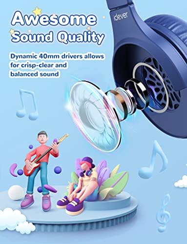 ICLEVER HS01 Crianças fones de ouvido com Mic & Smiley Kids Headphones Wired Pacotes, 85/94dB Volume Limited, som estéreo, fones de