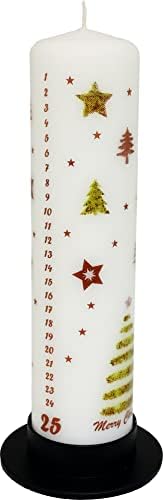 Candle de calendário de Natal festiva de advento, projetada por Hygge Nordic, árvore de Natal e estrelas, 25 números,