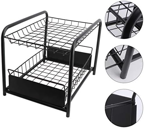 Cabilock Arclear Shelf Metal Prateleira cozinha sob a pia Organizer Wire Rack com gaveta de cesta deslizante 2 Armário de arame de arame