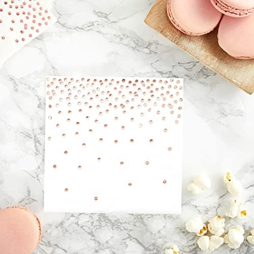 Nudários de cocktail de ouro rosa de 100 pacote com bolinhas de papel alumínio para aniversário, decorações de casamento, 3-PLY