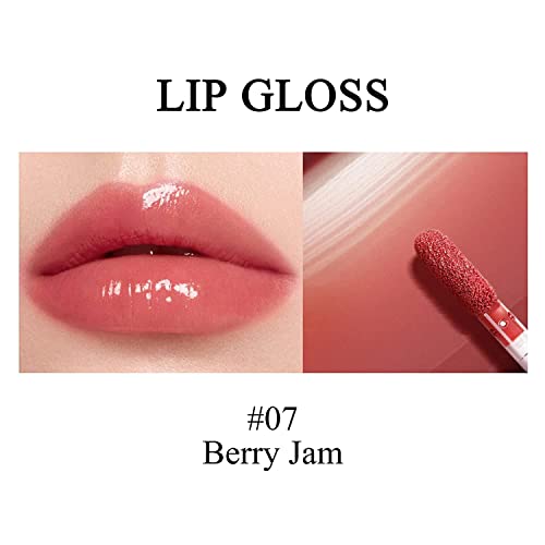 CILROFELR LIP LIP LIXO NÃO FOLTO, PLUSTING LIP GLOSS Hidratante, brilhante e vegano brilho labial, alto pigmento, super natural para os lábios de aparência mais gordurosa |#07 Berry Jam