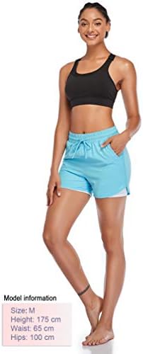 Telaleo Womens correndo shorts com bolsos, 2 em 1 shorts de treino para mulheres com liner atlético de academia shorts azul m