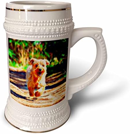 3drose cão fofo correndo por uma imagem da pista country de infusão de luz. - 22 onças de caneca