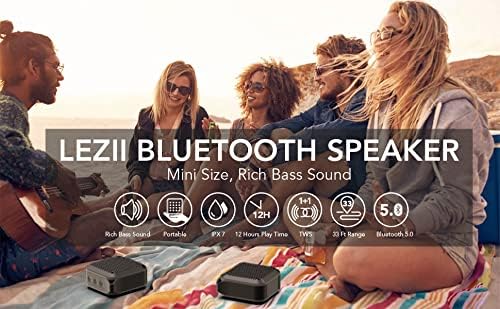 Alto -falante Bluetooth portátil de Aitocga com som estéreo de 6W, alto -falante sem fio IP67 à prova d'água, alto -falante