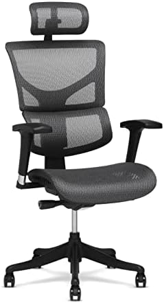 X1 Cadeira X1 Cadeira de tarefas de ponta, malha flexível cinza com apoio de cabeça - assento de escritório ergonômico/suporte