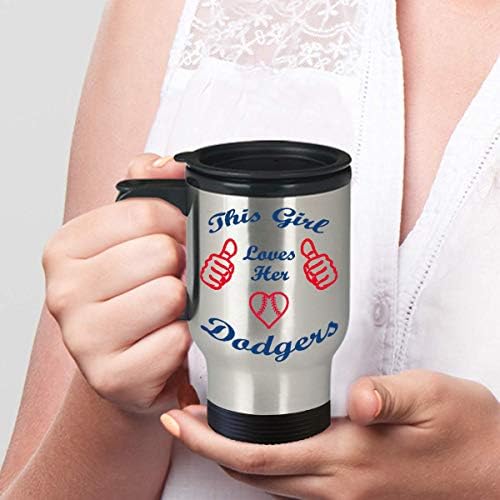 Caneca de café de fã de beisebol, essa garota adora sua caneca de café de viagem de Dodgers 14 oz para jogador de