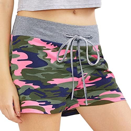 Mulheres drawtring summer feminino hot workout shorts ioga shorts de camuflagem casual calças de tamanho grande