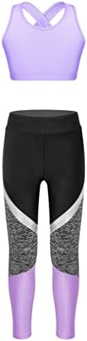 Tiaobug Girls Training Sports Sports e ginástica Leggings Rusota de traje de colheita de calças de ioga Top top