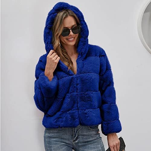Casacos de inverno para mulheres jaqueta capuz cortada lã quente cardigã fora moda moda moda falsa de pele moletons de cores