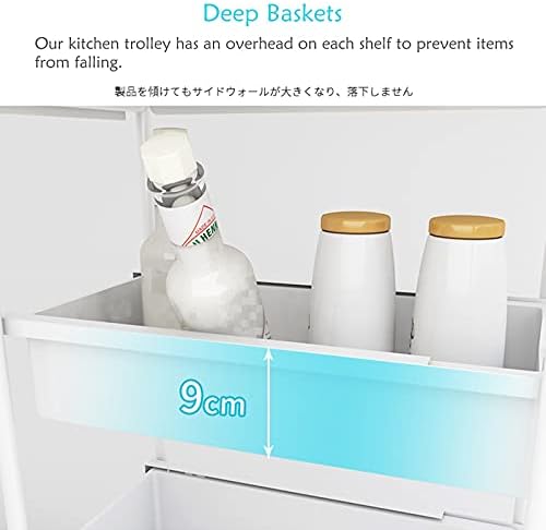 Kaikea Light e Kitchens Strong Slim Rolling Cart para Rack de armazenamento em casa estreita para lanches de legumes, frascos