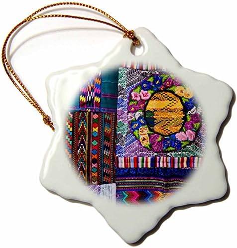 3d Rose México-San Miguel de Allende. Exibição de tecidos coloridos Snowflake Ornament, 3