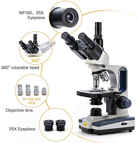 Microscópio de composto trinocular rápido SW350T, ampliação 40x-2500x, cabeça de SiedENTOPF, grau de pesquisa, estágio mecânico de duas