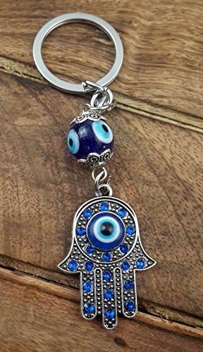 Olhos do Mal Eye Silver Hamsa Kichain Hand Fatima Protection Charme Titular Bom sorte - Amuleto