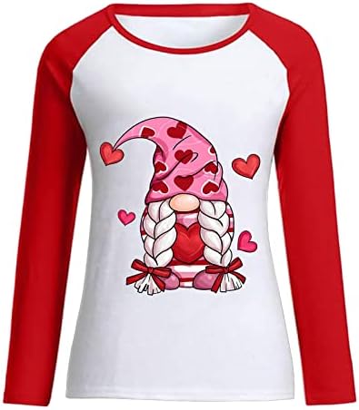 Moletom de gnomos fofos, suéter do Dia dos Namorados para mulheres, senhoras mangas compridas tops de blusa solta casual