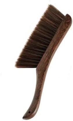 Pincel de pó de espanador, escova de poeira macia com alça de madeira longa, escova de cerdas naturais de madeira, 4 fileiras de