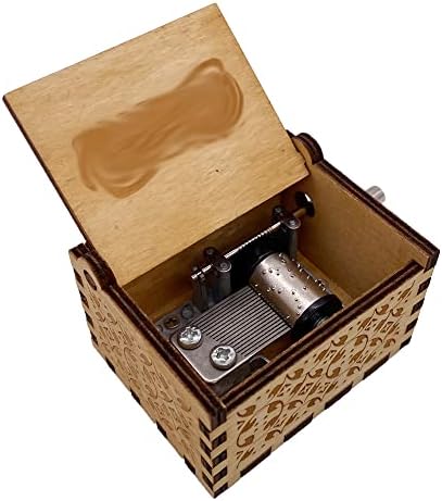 Caixa de madeira da caixa de música Gravada Caixa de presente manivela de madeira para Natal, aniversário, Dia dos Namorados