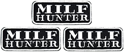 Kleenplus 3pcs. MILF Hunter Slogan Funny Word Iron on Patches Attidades ATIVIDADES Bordadas de logotipo Artes Adeças de motocicletas