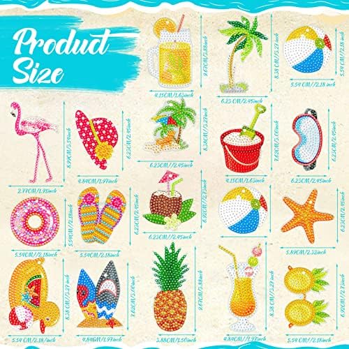 Tatuo 18 PCs Summer Diamond Painting Key Key Cadeiras 5D Hawaii tema Diamo