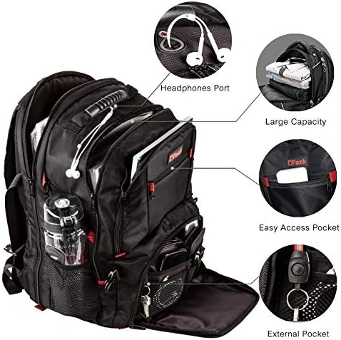 Opack 18.4 Laptop Backpack Extra Grande Backpack TSA Backpack Durável Durável, Anti-Roubo e Seguro e Big Brente Business