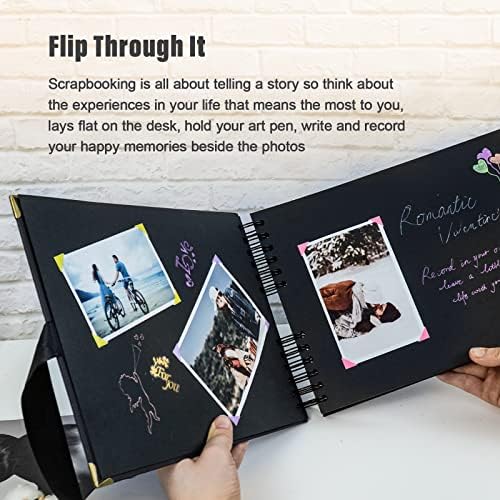 Álbum de fotos Scrapbook de 100 páginas personalizadas, capa dura Página preta Livro de memória em branco