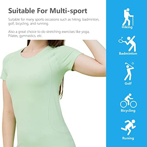Camisas atléticas libertadas para meninas de manga curta as camisas de desempenho de meninas respiráveis, adequadas para esportes escolares, ioga, Pilates.