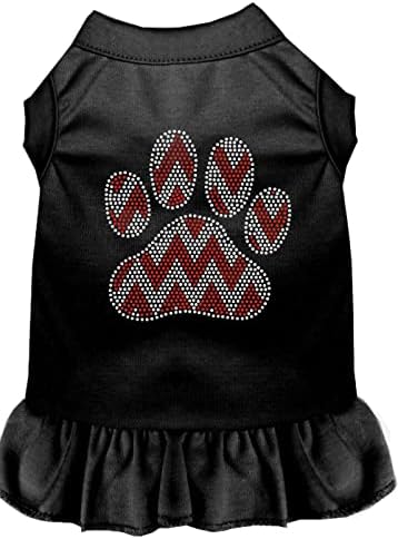 Mirage Pet Products 57-70 BKRDSM Candy Cane Chevron Paw Rhinestone Dog Dress, pequeno, preto com vermelho